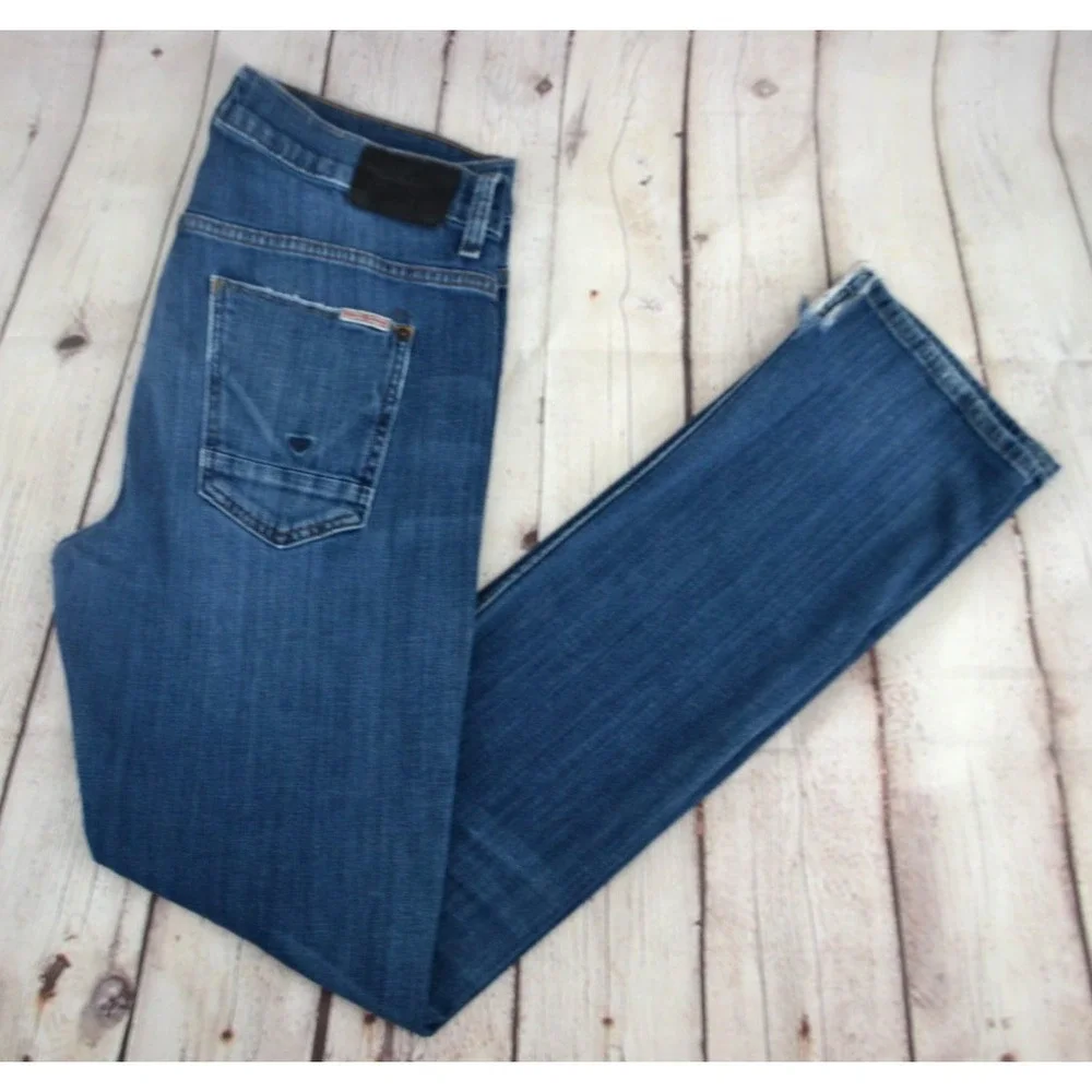 HUDSON Men's Dandy Slouchy Straight Button Fly‎ Jeans SIZE 32/33 Dark Wash